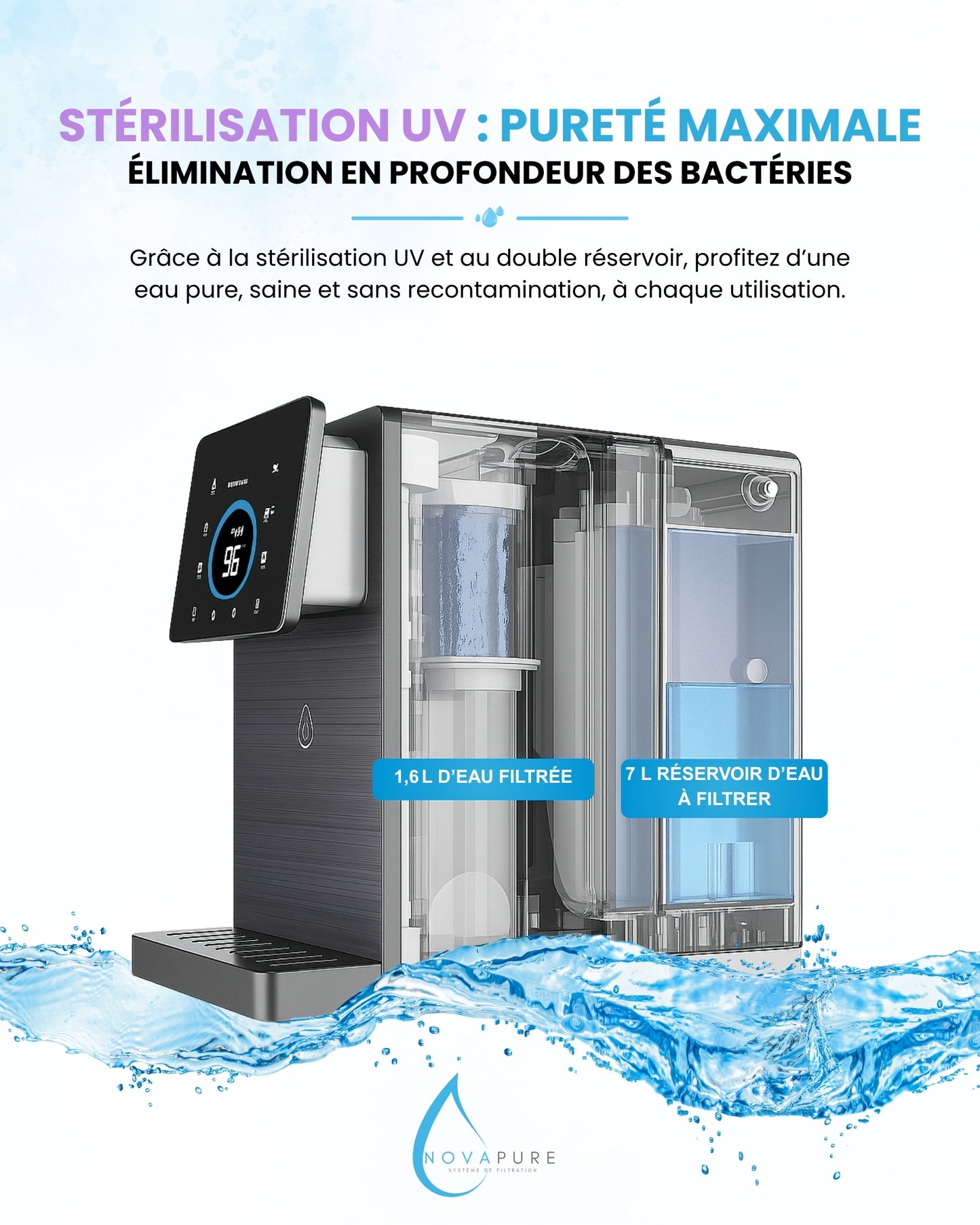 Pureflow 5S-UV – Distributeur d'Eau Pure Multi-Fonction